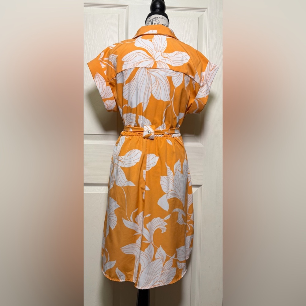Luxology Orange and White Floral Midi Dress - Picture 3 of 5